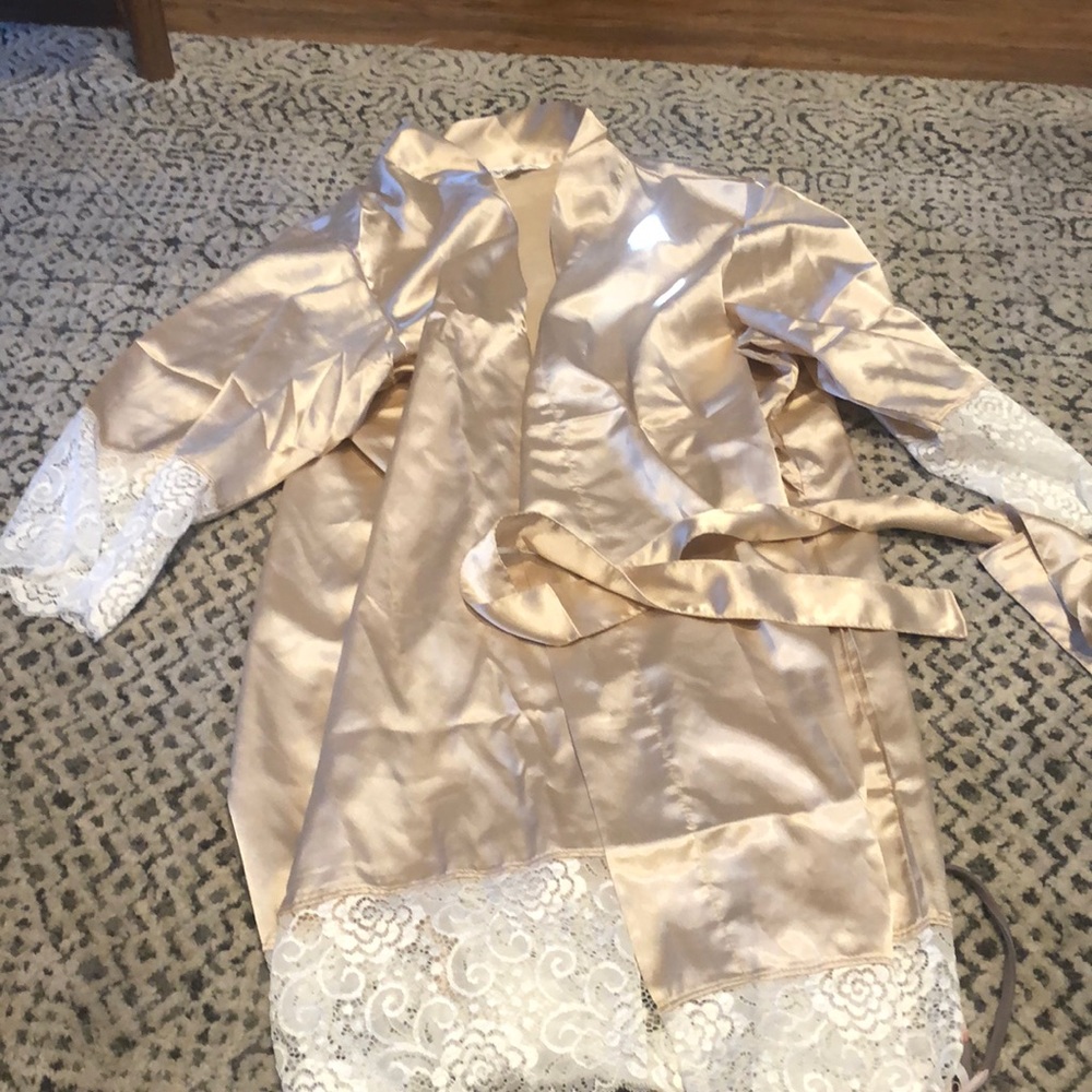 Champagne silk robe